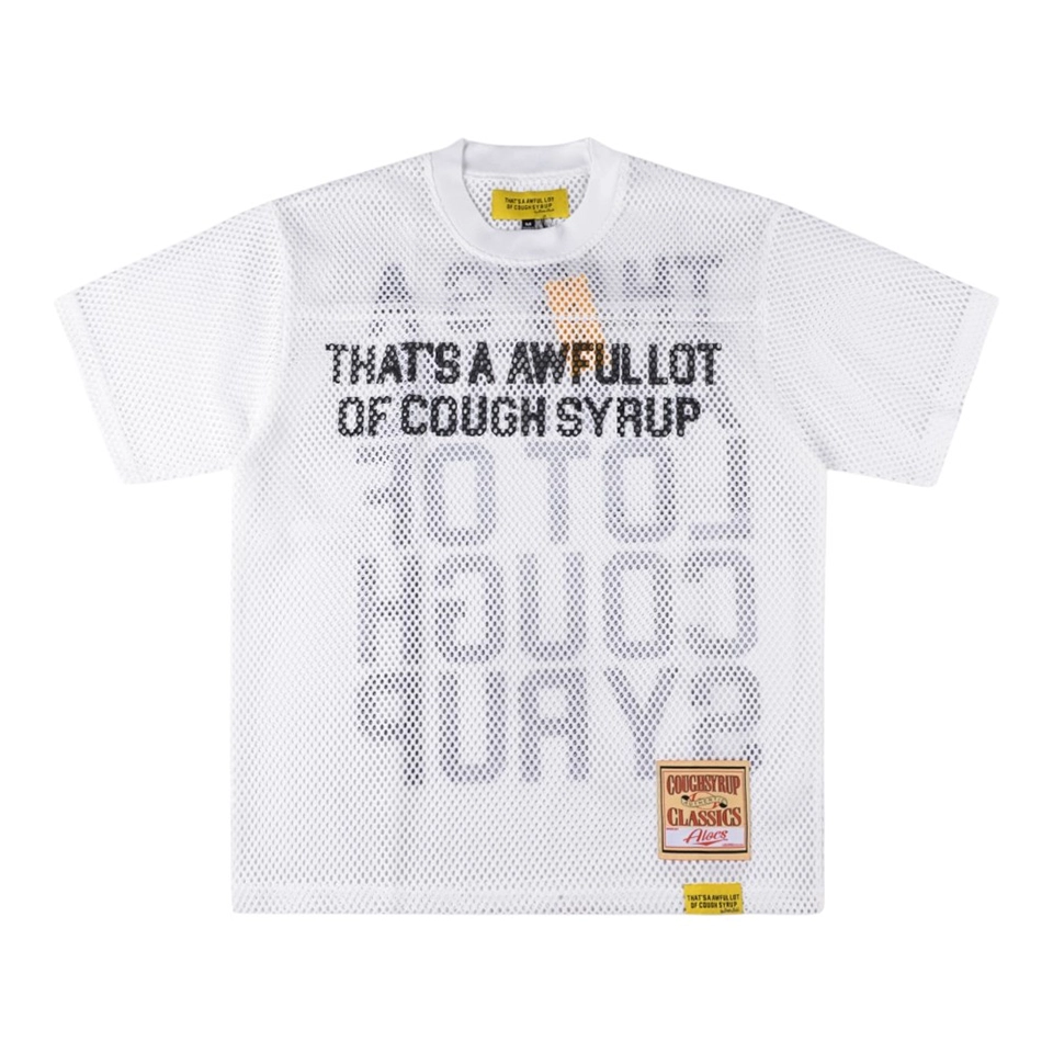 That’s A Awful Lot Of Cough Syrup Mesh Graphic T-Shirt White Front view