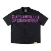 That’s A Awful Lot Of Cough Syrup Purple Text Button Up T-Shirt (Black/White)