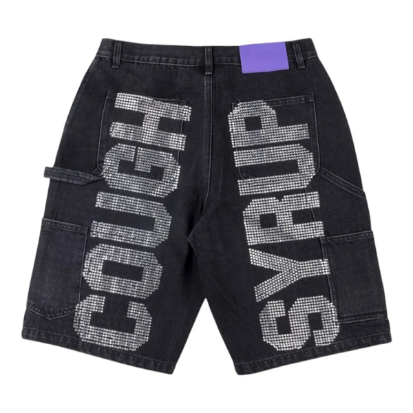That’s A Awful Lot Of Cough Syrup Rhinestone Denim Shorts Black Back view