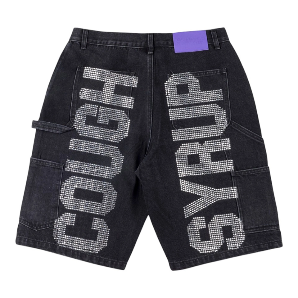 That’s A Awful Lot Of Cough Syrup Rhinestone Denim Shorts Black Back view