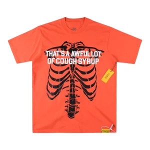 That’s A Awful Lot Of Cough Syrup Skeleton Rib Cage Graphic T-Shirt Orange Front view