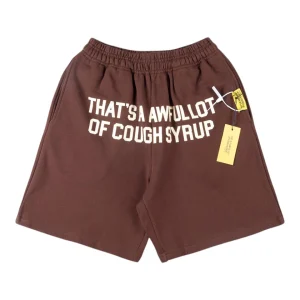 That’s A Awful Lot Of Cough Syrup Vertical Logo Sweat Shorts Brown Front view
