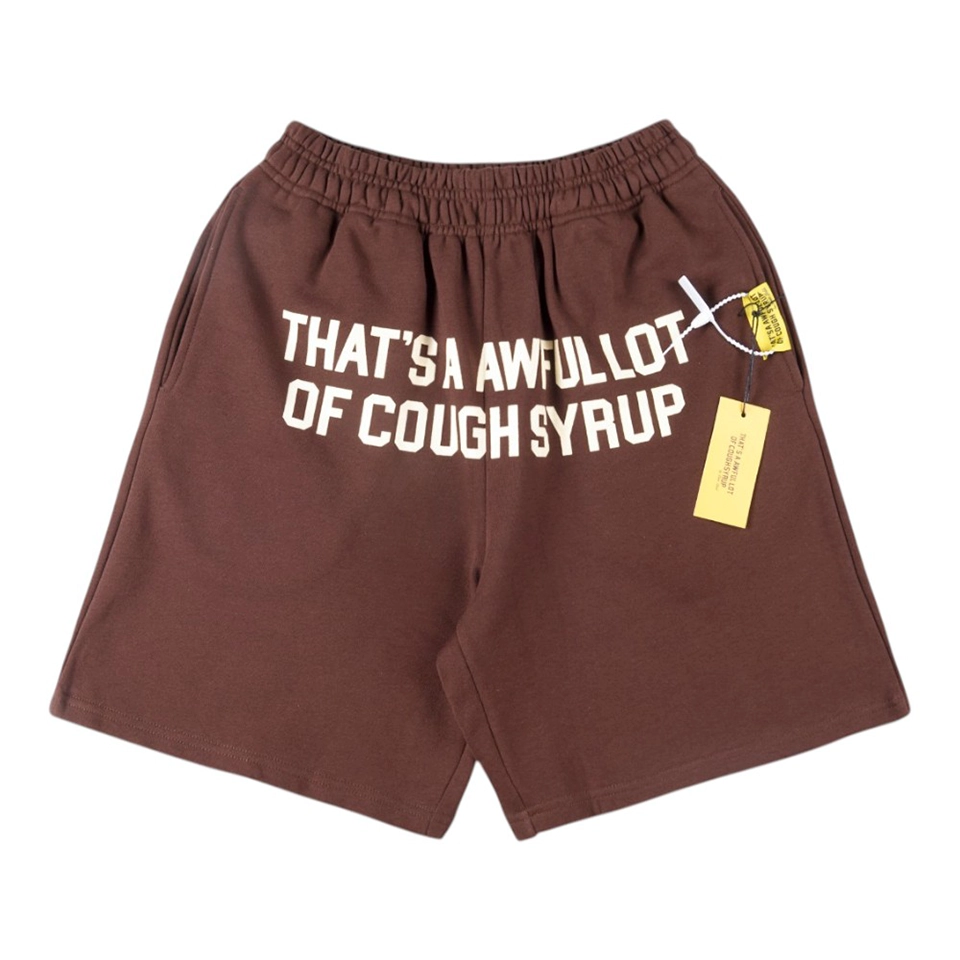 That’s A Awful Lot Of Cough Syrup Vertical Logo Sweat Shorts Brown Front view