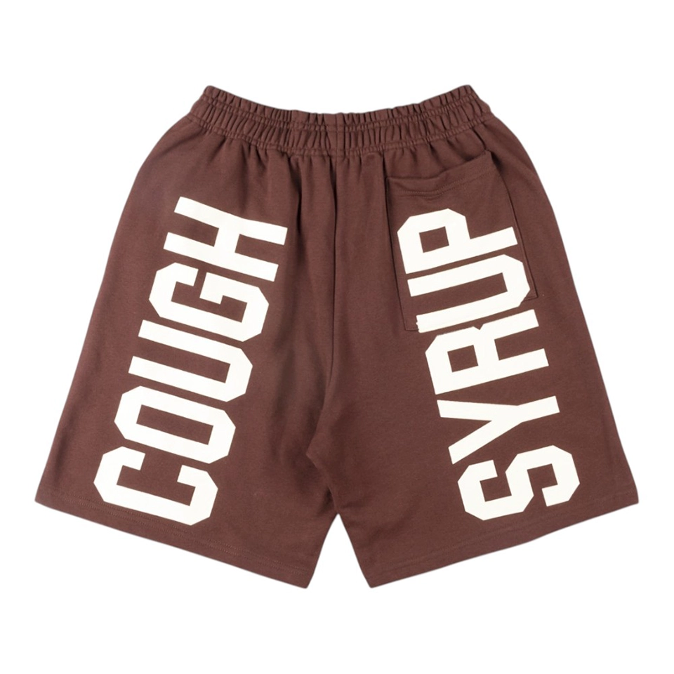 That’s A Awful Lot Of Cough Syrup Vertical Logo Sweat Shorts Brown Back view