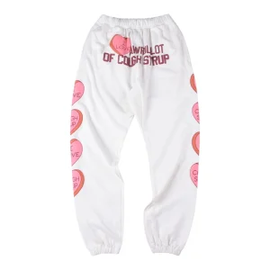 That’s A Awful Lot of Cough Syrup Heart Graphic Sweatpants White Front view