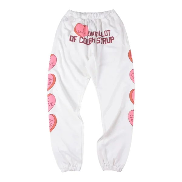 That’s A Awful Lot of Cough Syrup Heart Graphic Sweatpants White Front view