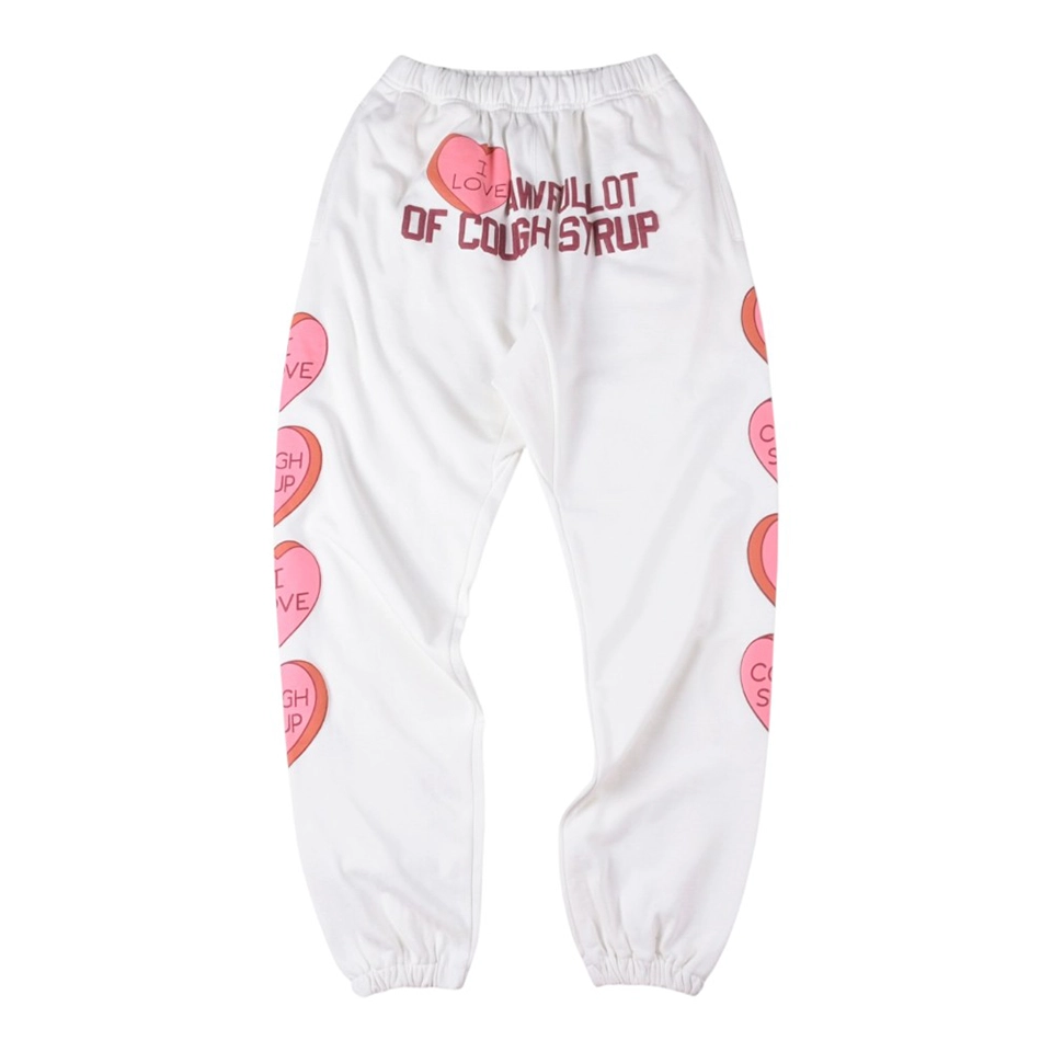 That’s A Awful Lot of Cough Syrup Heart Graphic Sweatpants White Front view