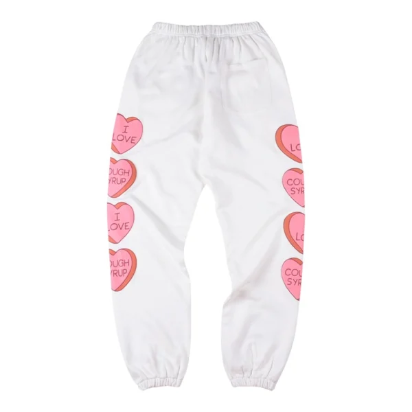 That’s A Awful Lot of Cough Syrup Heart Graphic Sweatpants White Back view