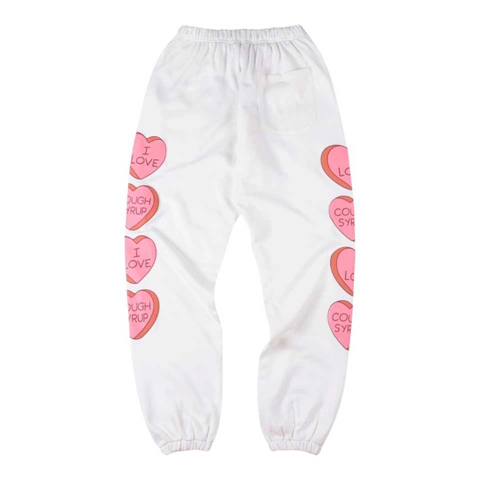 That’s A Awful Lot of Cough Syrup Heart Graphic Sweatpants White Back view