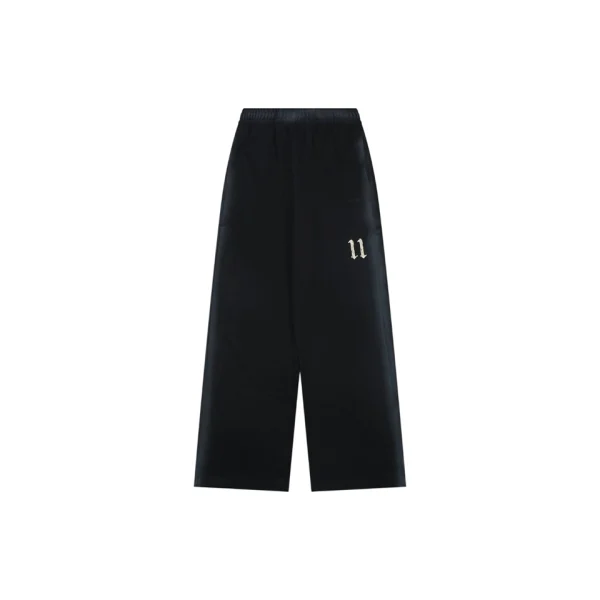 We11done Distressed 11 Logo Printed Wide Leg Pants Front view