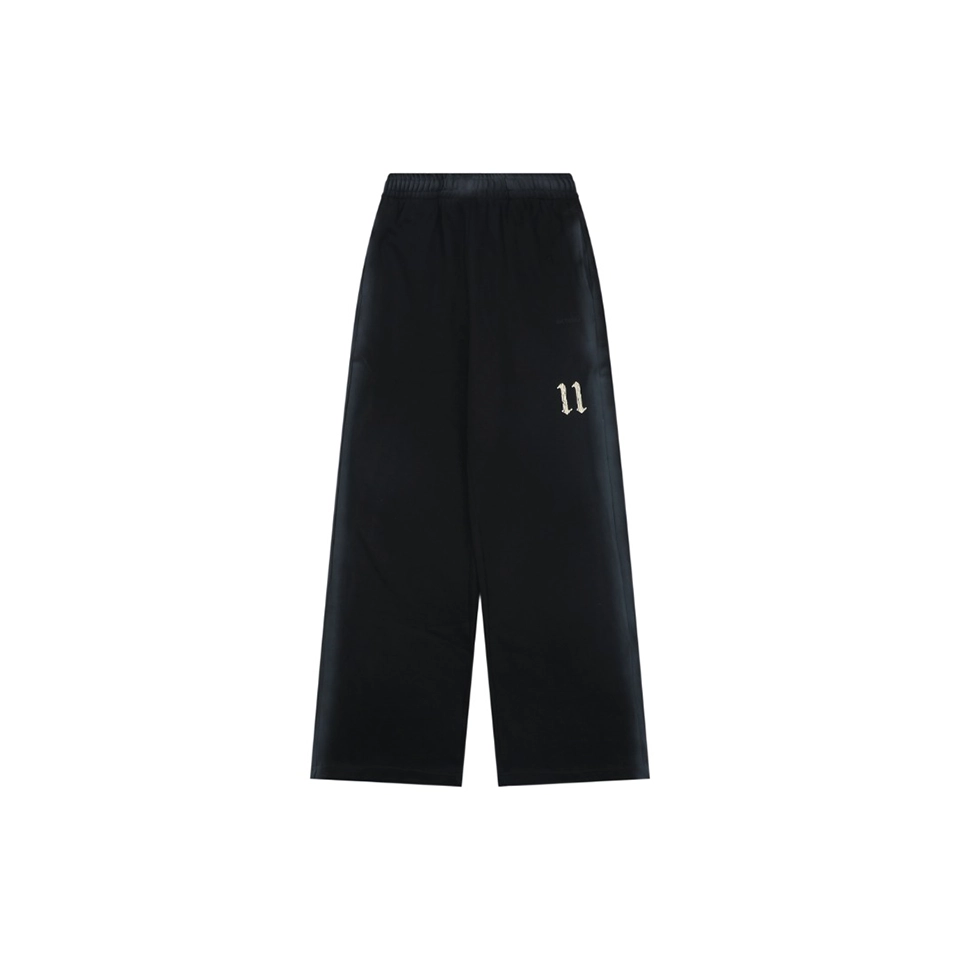 We11done Distressed 11 Logo Printed Wide Leg Pants Front view