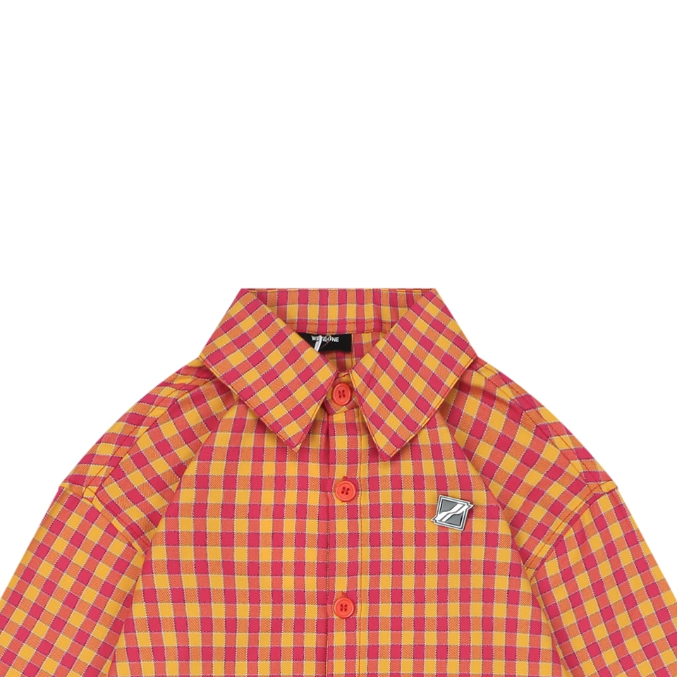 We11done Oversized Check Logo Patch Shirt