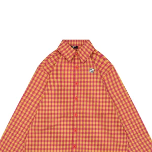 We11done Oversized Check Logo Patch Shirt