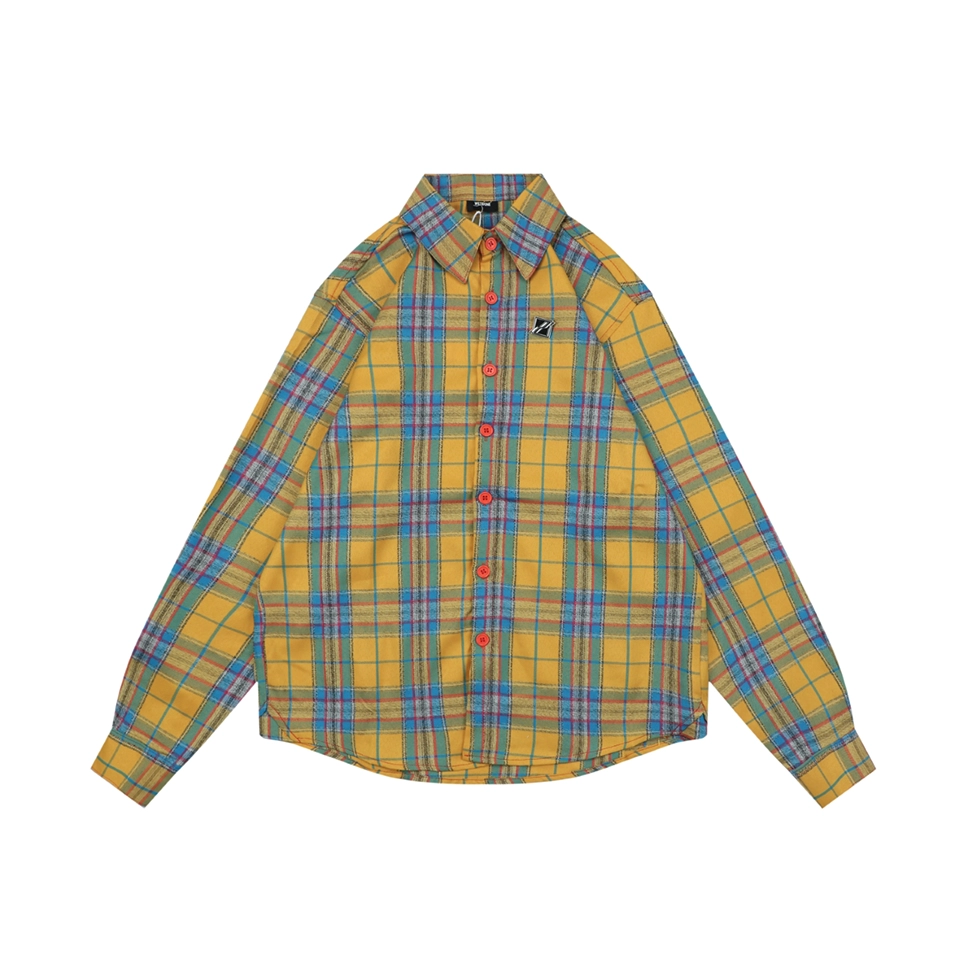 We11done Plaid Logo Patch Shirt Front view