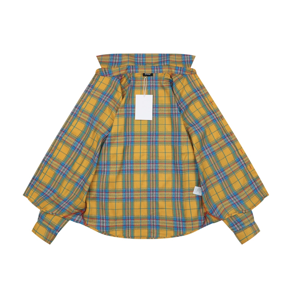 We11done Plaid Logo Patch Shirt Lining