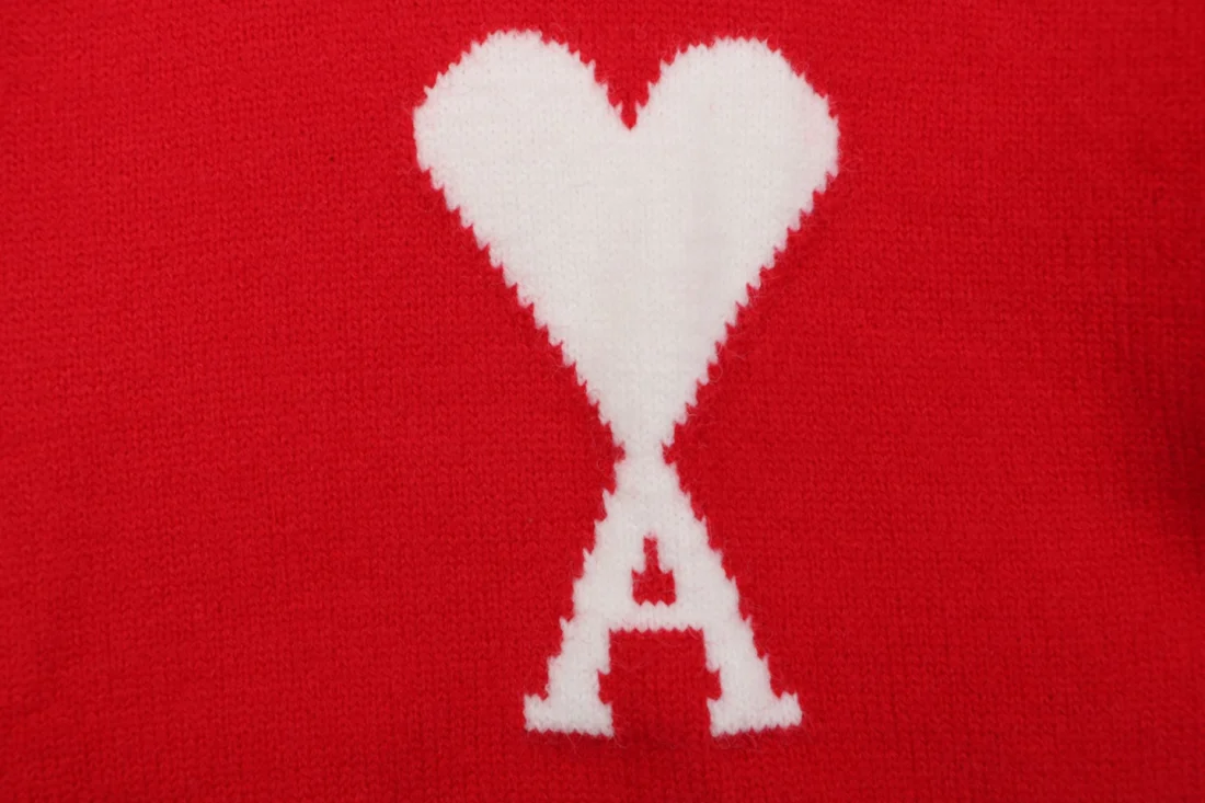 AMI Paris Ami de Coeur Oversized Knit Cardigan Red Brand