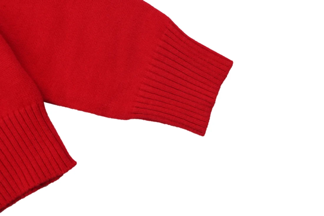 AMI Paris Ami de Coeur Oversized Knit Cardigan Red Cuff