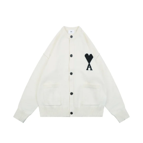AMI Paris Ami de Coeur Oversized Knit Cardigan Front view