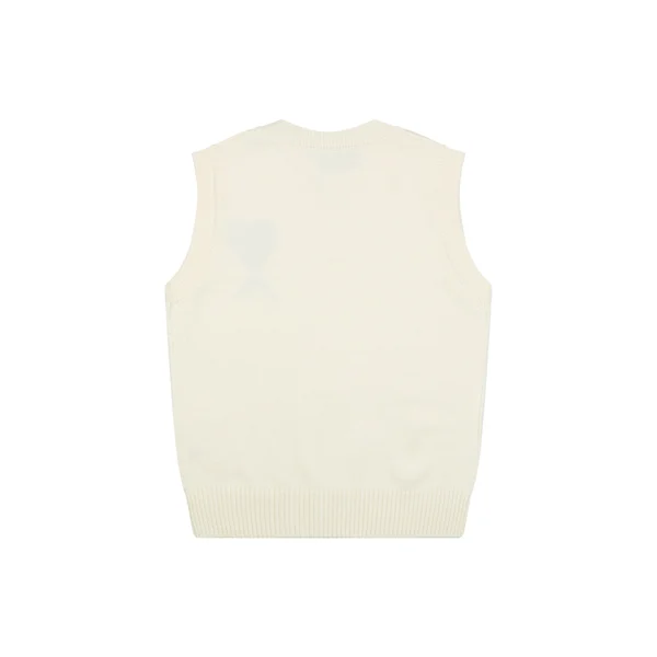 AMI Paris Ami de Coeur V-Neck Knit Vest White Back view