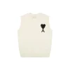 AMI Paris Ami de Coeur V-Neck Knit Vest (White/Grey/Black)