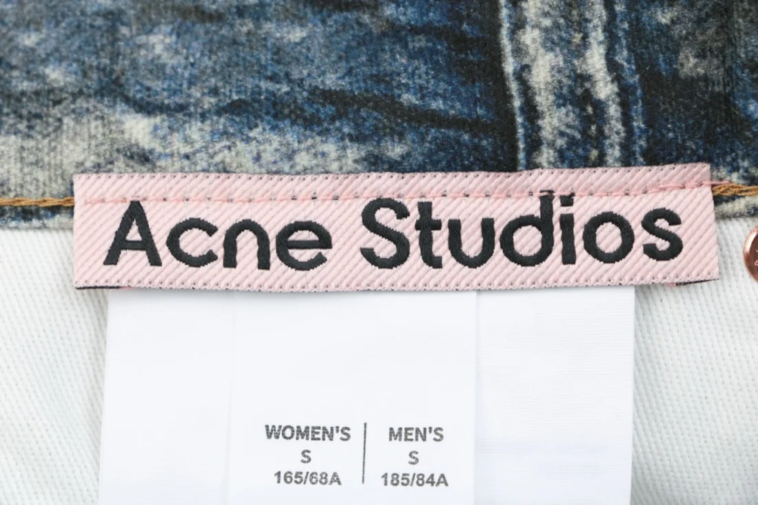 Acne Studios Distressed Trompe-L’Oeil Graffiti Print Wide-Leg Jeans Brand label