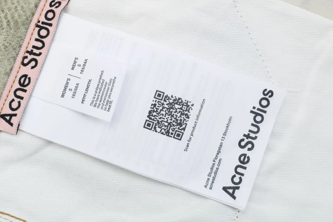 Acne Studios Lace & Pearl Trompe-L’Oeil Print Wide-Leg Jeans Wash label