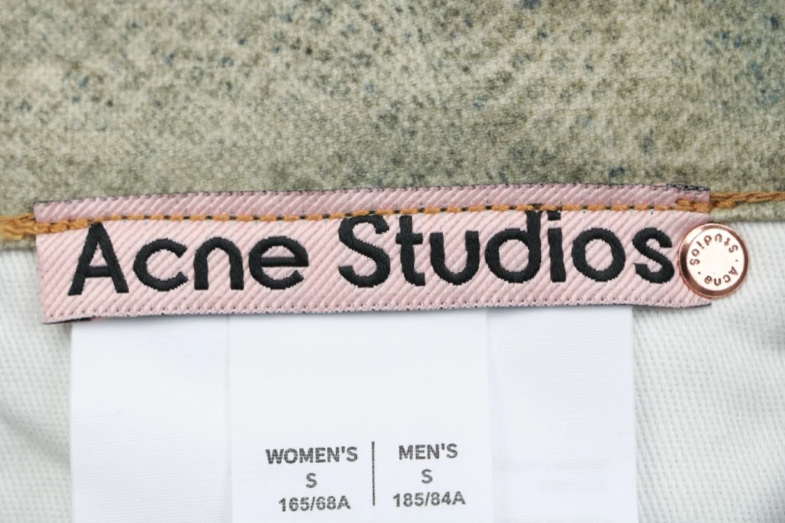 Acne Studios Lace & Pearl Trompe-L’Oeil Print Wide-Leg Jeans Brand label