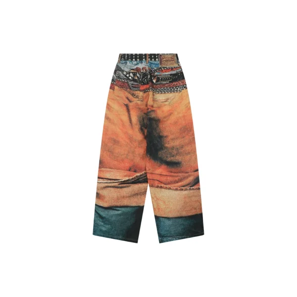 Acne Studios Multi-Belt Trompe-L’Oeil Print Wide-Leg Jeans Back view