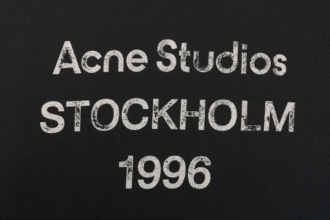 Acne Studios Stockholm 1996 Distressed Logo Hoodie Black Back Print