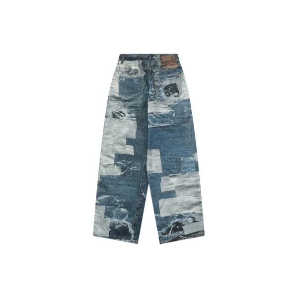 Acne Studios Trompe-L’Oeil Patchwork Print Wide-Leg Jeans Back view
