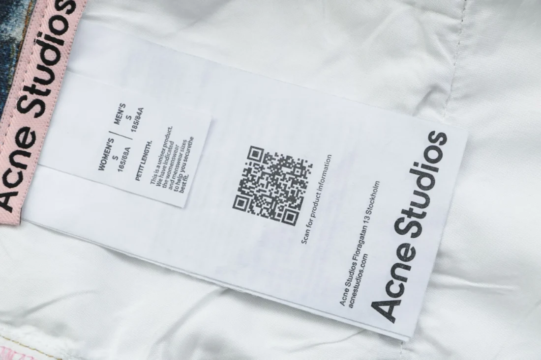 Acne Studios Trompe-L’Oeil Patchwork Print Wide-Leg Jeans Wash label