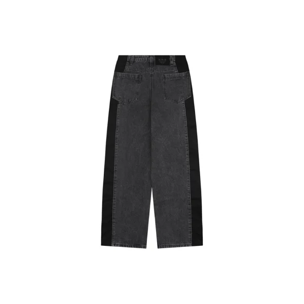 Adidas 3-Stripes Panel Wide-Leg Denim Pants Grey Back view