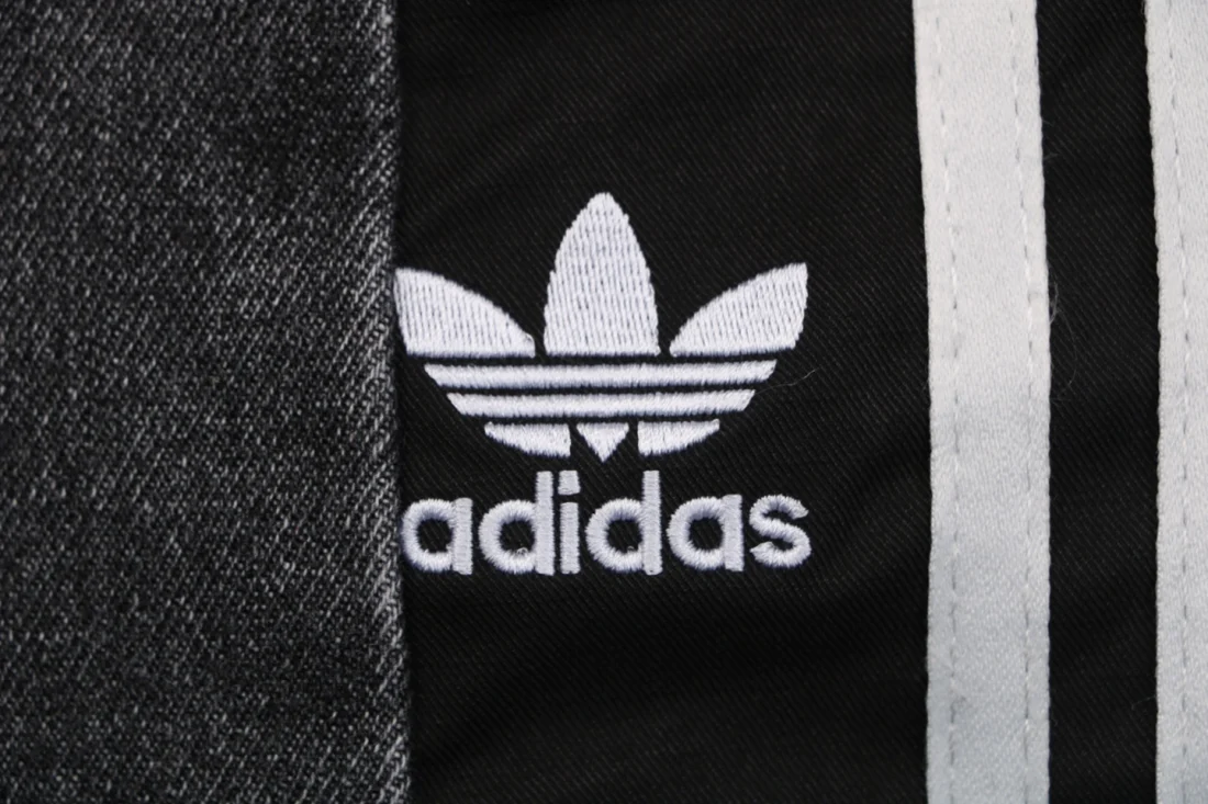 Adidas 3-Stripes Panel Wide-Leg Denim Pants Grey Brand label