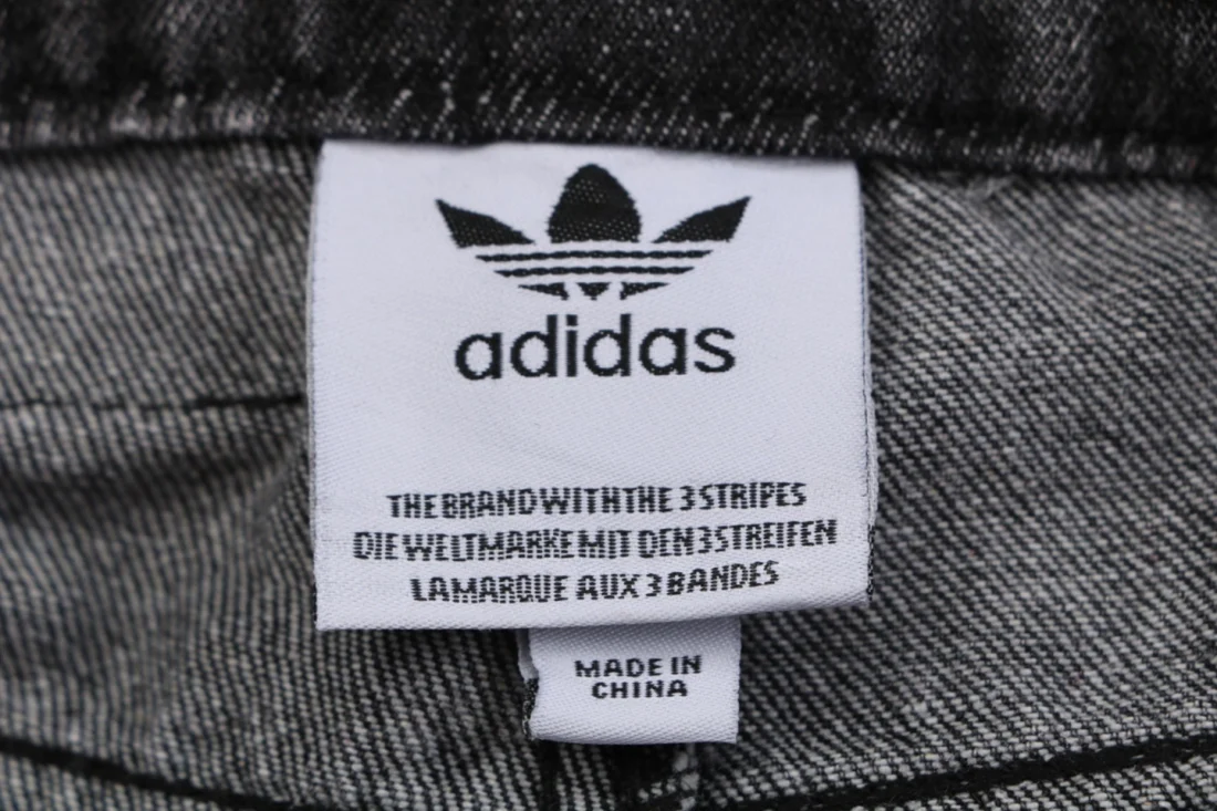 Adidas 3-Stripes Panel Wide-Leg Denim Pants (Grey/Blue/Black)