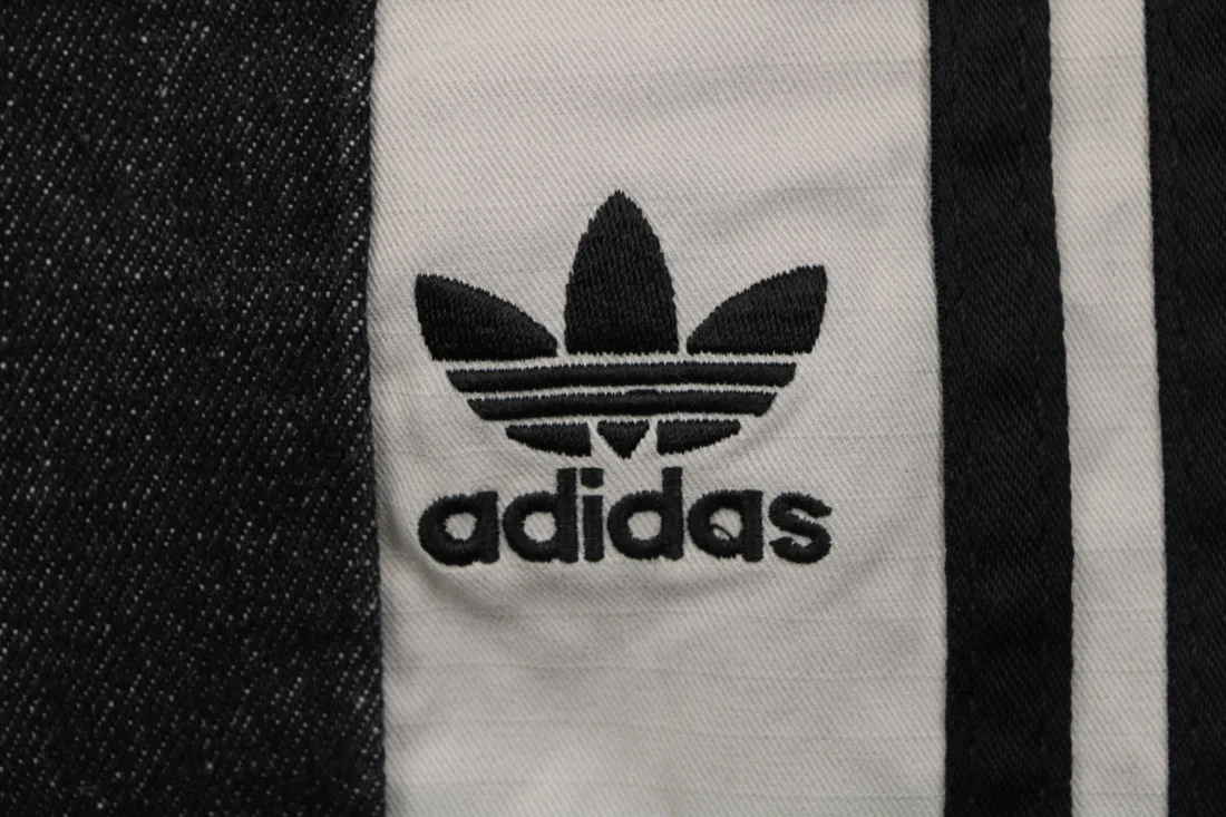 Adidas 3-Stripes Panel Wide-Leg Denim Pants Black Brand