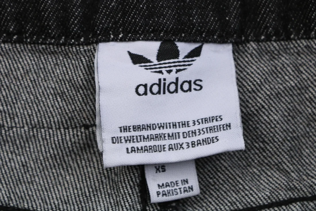 Adidas 3-Stripes Panel Wide-Leg Denim Pants Black Brand label