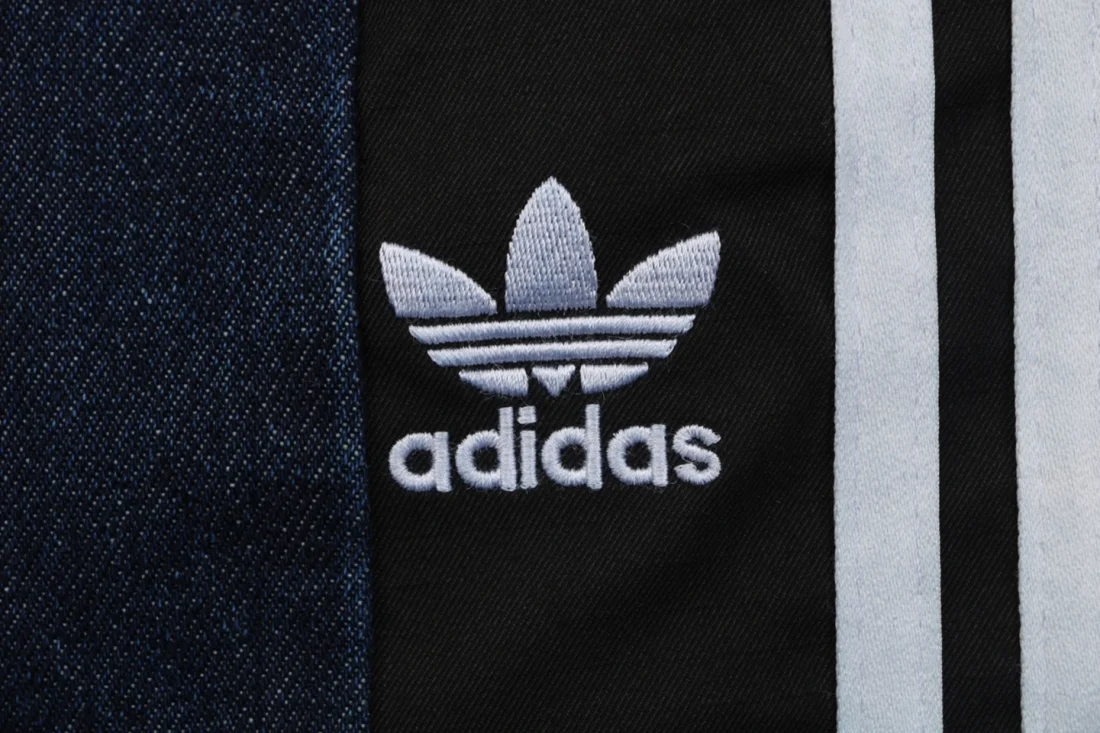 Adidas 3-Stripes Panel Wide-Leg Denim Pants Blue Brand