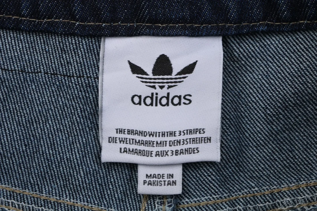 Adidas 3-Stripes Panel Wide-Leg Denim Pants Blue Brand label