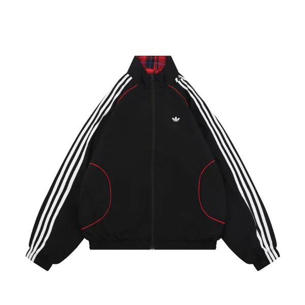 Adidas Originals Reversible Plaid Track Jacket Black Front side Front view