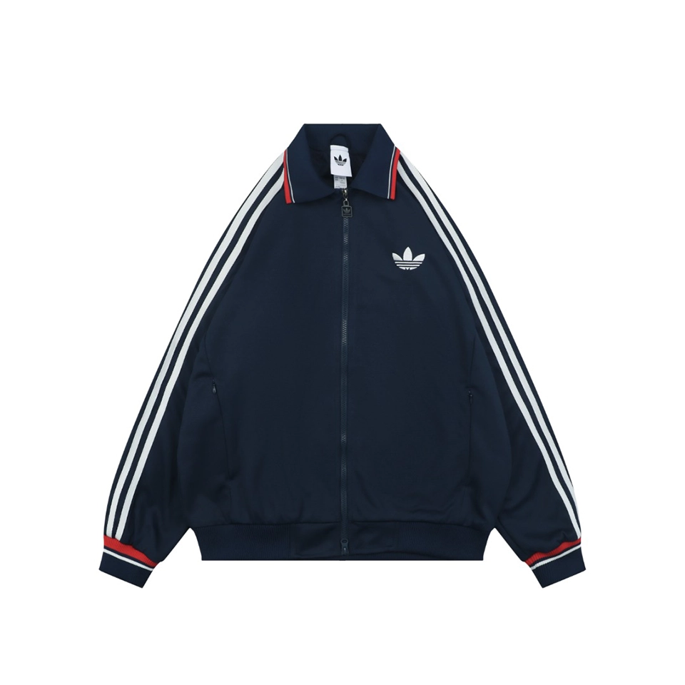 Adidas Originals Trefoil 3-Stripes Colorblock Track Jacket Navy Front view