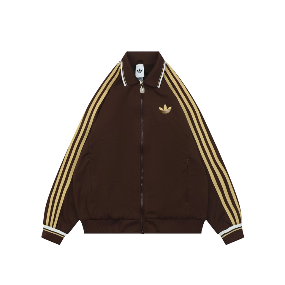 Adidas Originals Trefoil 3-Stripes Colorblock Track Jacket Brown Front view