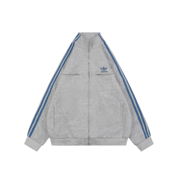 Adidas Originals Trefoil 3-Stripes High Neck Track Jacket Grey Front view