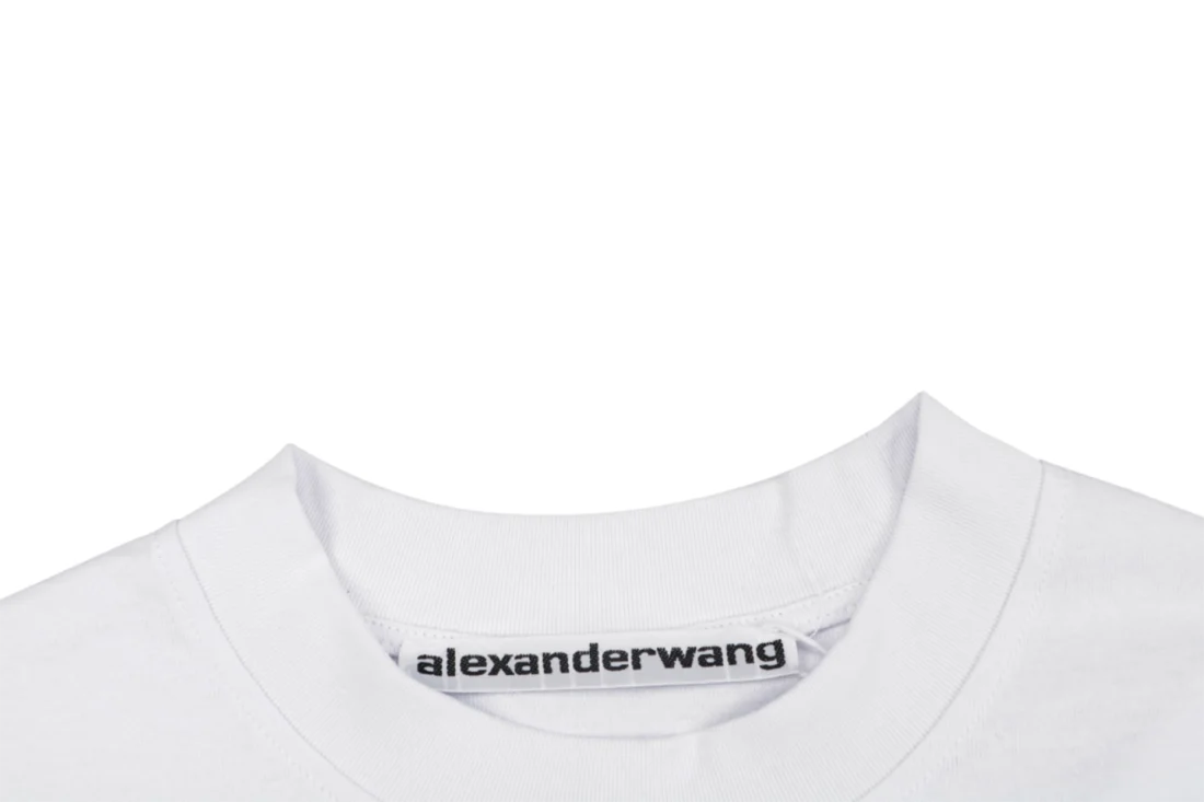 Alexander Wang Graduated Logo Print Washed T-Shirt White Collar