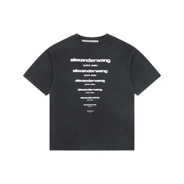 Alexander Wang Graduated Logo Print Washed T-Shirt Black Front view