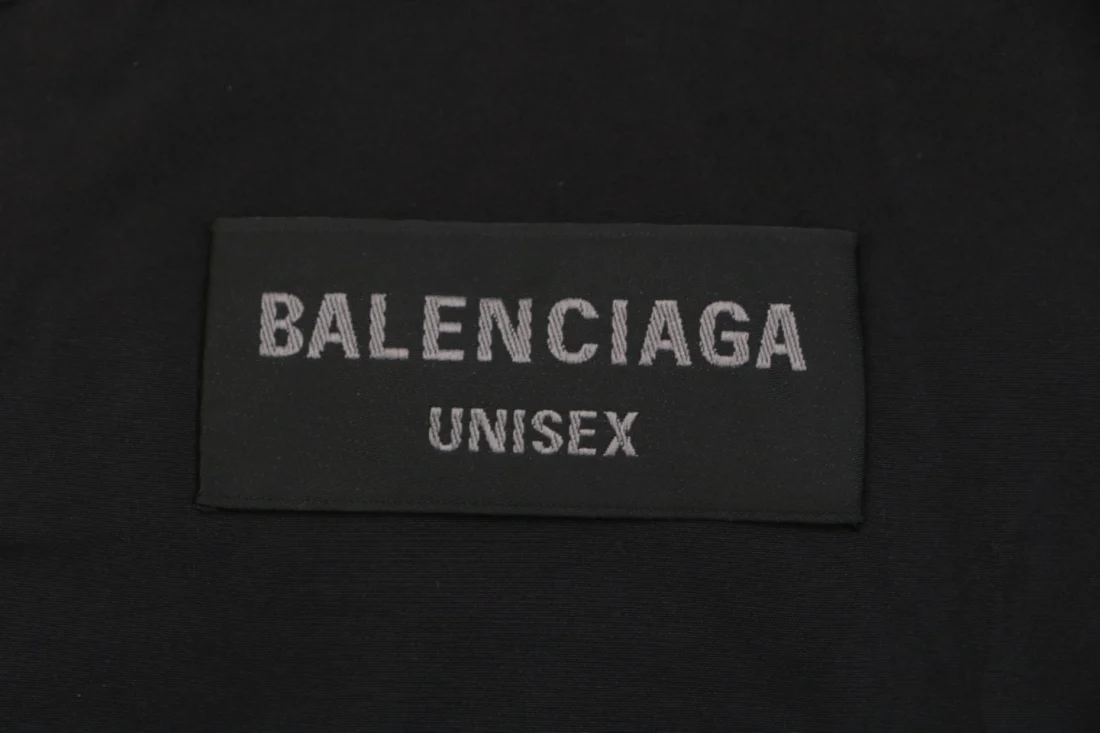 Balenciaga 3B Logo Embroidered Hooded Jacket Black Brand label