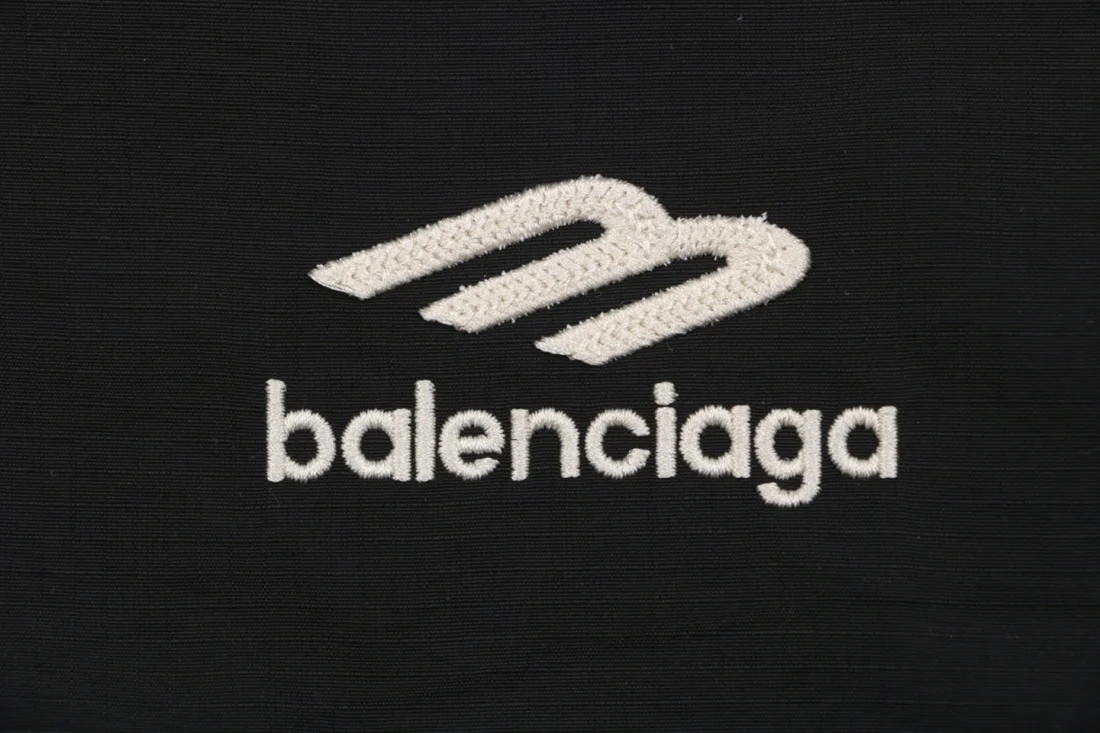 Balenciaga 3B Logo Embroidered Hooded Jacket Black Brand
