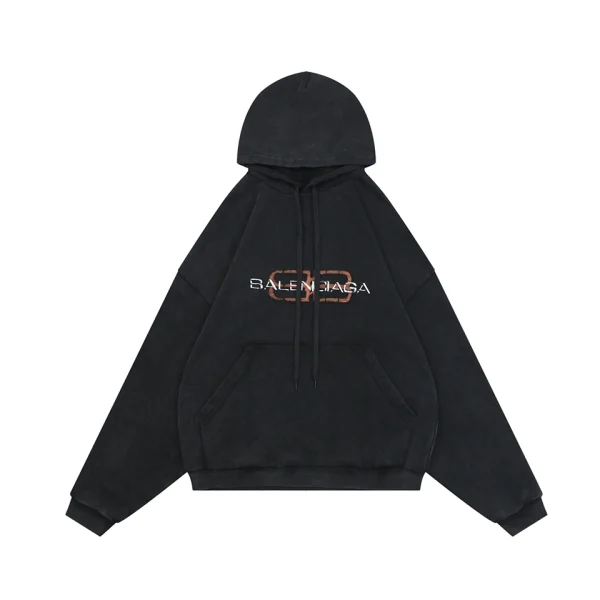 Balenciaga Distressed Double B Logo Hoodie Front view