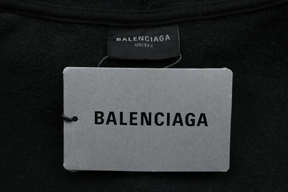 Balenciaga Distressed Double B Logo Hoodie Brand label