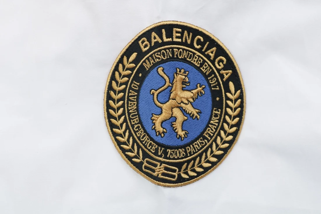 Balenciaga Double Lion Crest Embroidered Oversized Shirt
