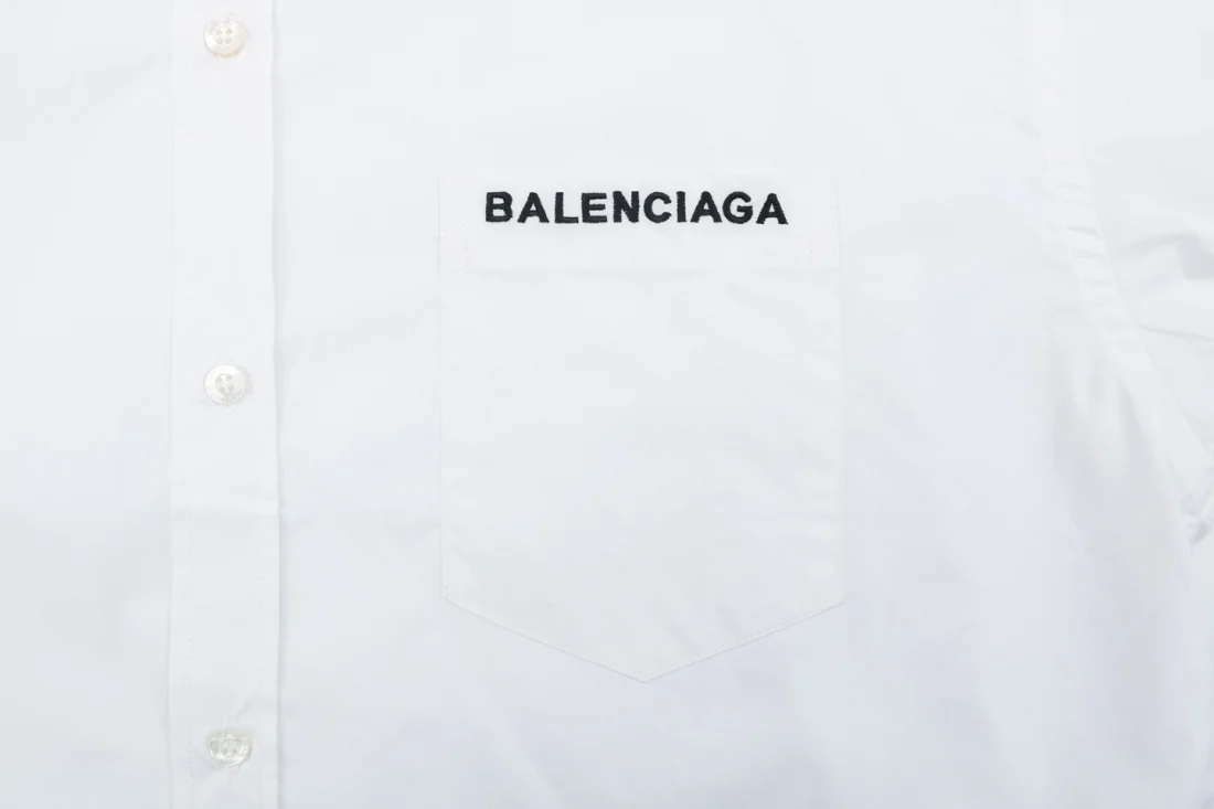 Balenciaga Double Lion Crest Embroidered Oversized Shirt Pocket